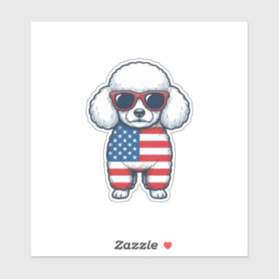 Sticker Tecktonik Poodle avec Lunettes de Soleil Design Ve