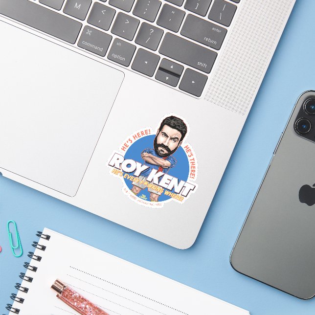 Sticker Ted Lasso | Roy Kent Bobblehead (Ordinateur portable avec iPhone)