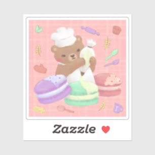 Sticker Teddy le Baker avec Macarons