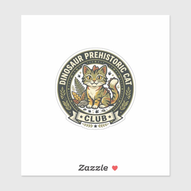 Sticker Tee-shirt graphique d'art de chat préhistorique de (Feuille)