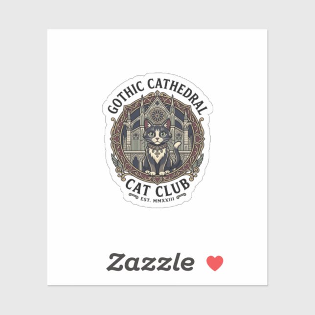 Sticker Tee shirt graphique de chat de cathédrale gothique (Feuille)