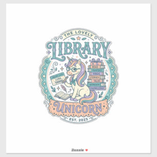 Sticker Tee-shirt graphique fantaisiste Licorne de la bibl