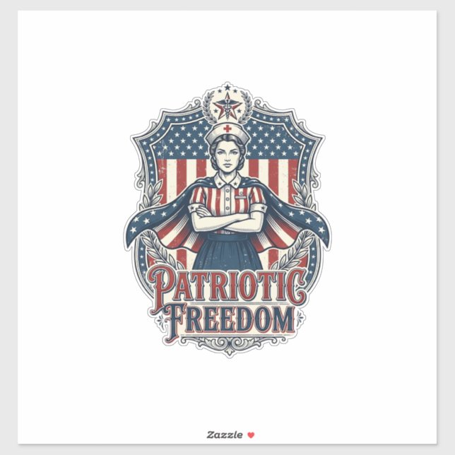 Sticker Tee-shirt graphique vectoriel infirmière patriotiq (Feuille)