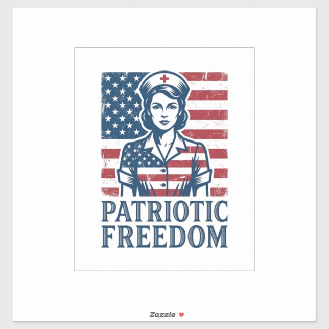 Sticker Tee-shirt graphique vectoriel infirmière patriotiq (Feuille)