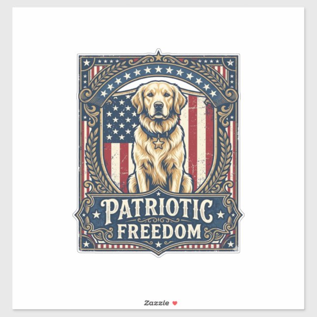 Sticker Tee-shirt graphique vectoriel Retriever doré patri (Feuille)