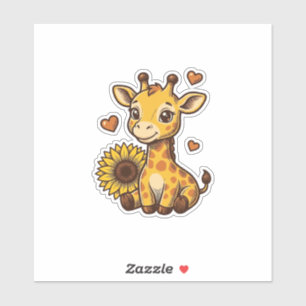 Sticker Tee-shirt vintage de gravure de tournesol de giraf