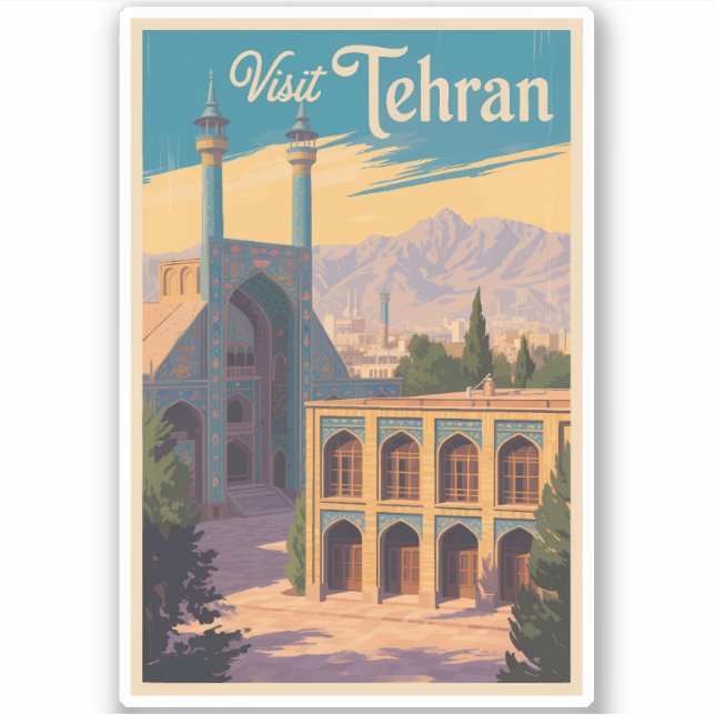 Sticker Téhéran Iran Golestan Palace Illustration Voyage (Devant)