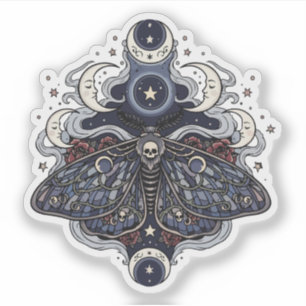Sticker Teigne de la mort gothique et phases de la lune