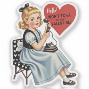 Sticker Téléphone rétro vintage Saint Valentin Fais-moi ti