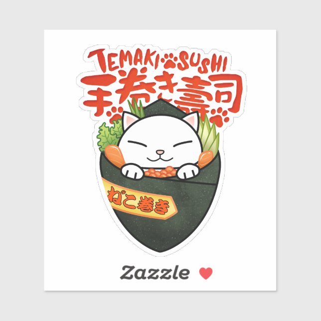 Sticker Tempaki Sushi Cat (Feuille)