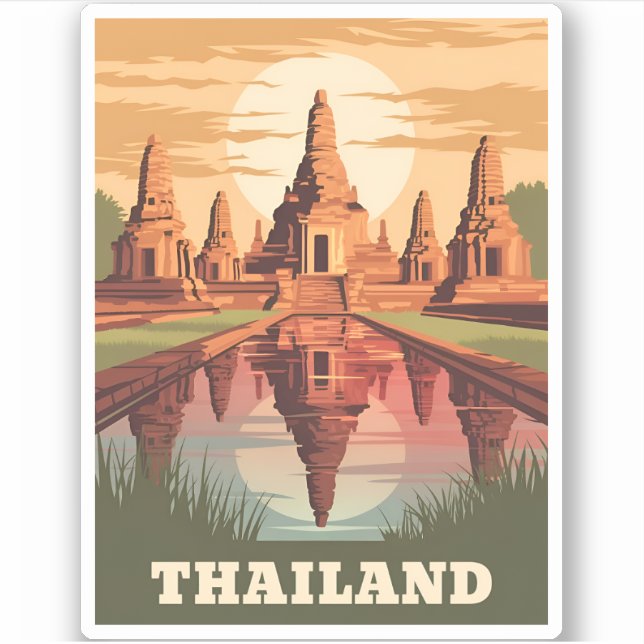 Sticker Temple bouddhiste thaïlandais Vintage voyage couch (Devant)