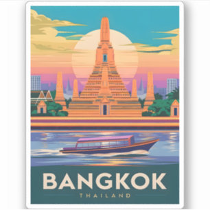 Sticker Temple du coucher de soleil de Bangkok Thaïlande V