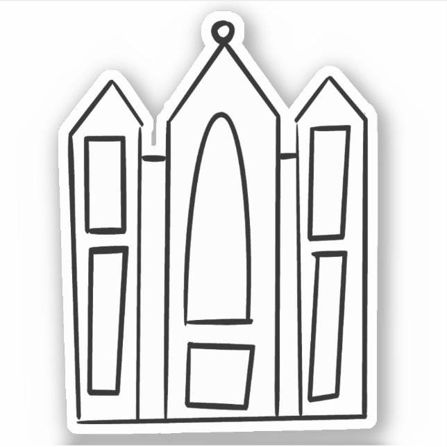 Sticker Temple LDS Salt Lake Utah contour simple mormon  (Devant)