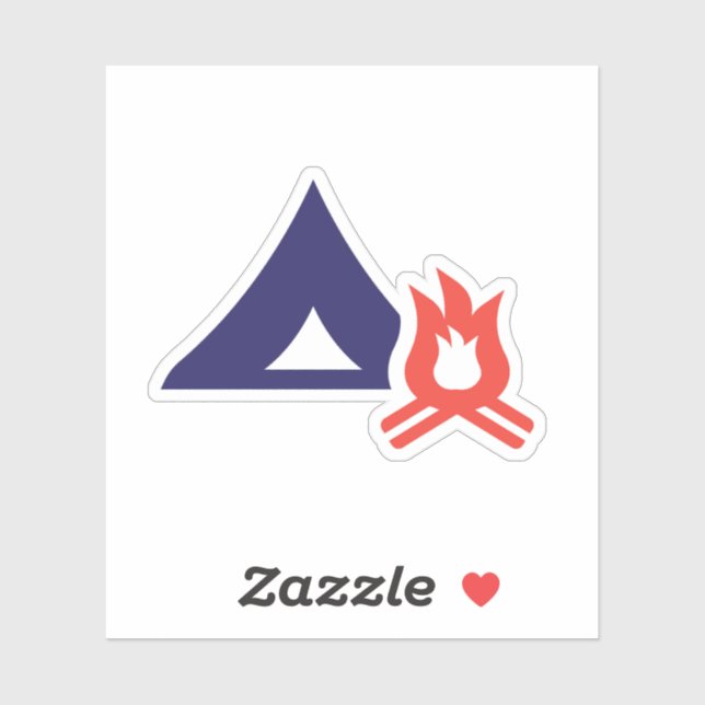 Sticker Tente et feu de camp (Feuille)