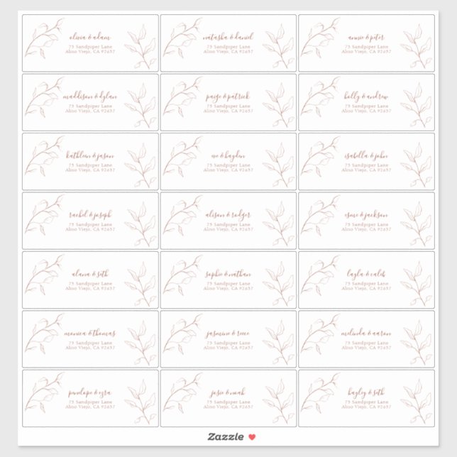 Sticker Terracotta Burnt Orange Botanique Adresse d'invité (Feuille)