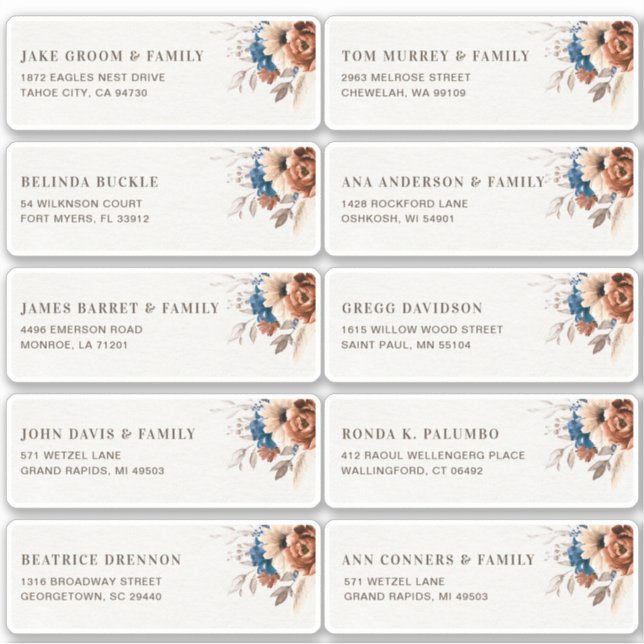 Sticker Terracotta Navy Blue Guest Nom Adresse (Devant)