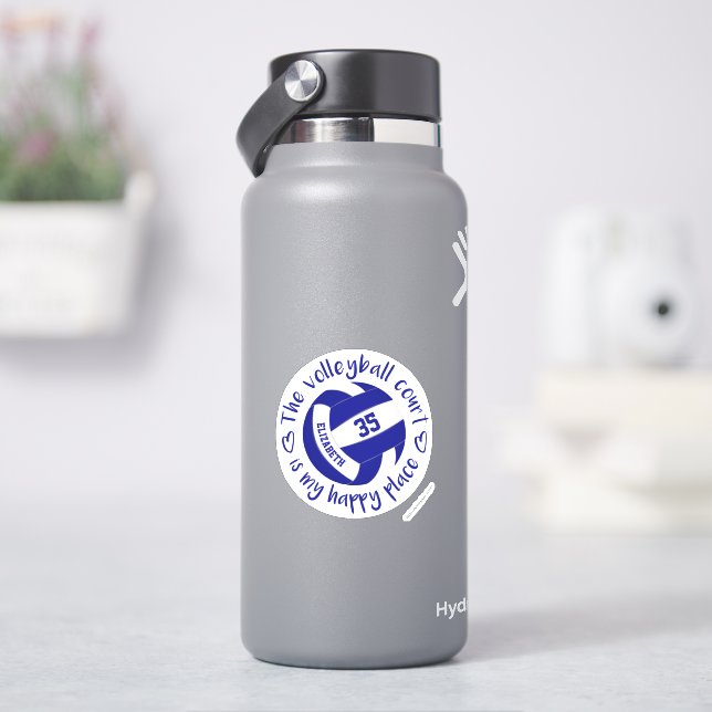 Sticker terrain de volley-ball bleu blanc mon endroit heur (HydroFlask)