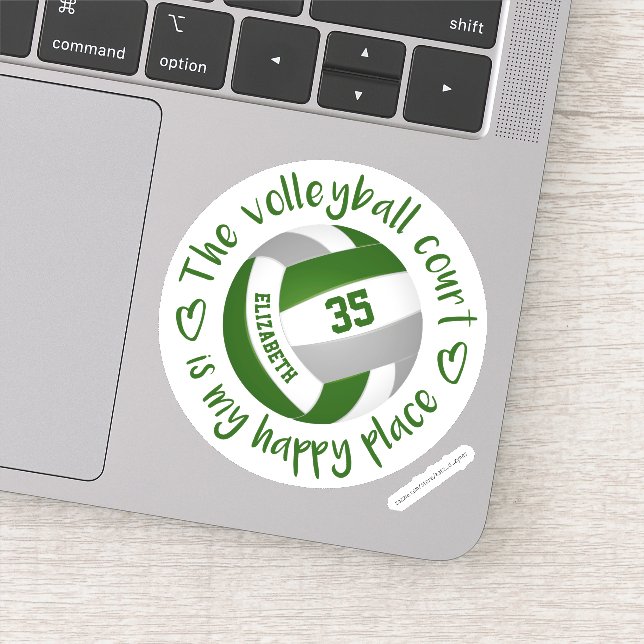Sticker terrain de volley-ball gris vert mon endroit heure (Détail)