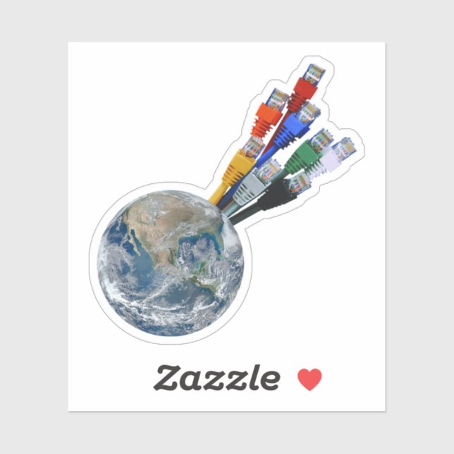 Sticker Terre connectée au réseau Ethernet (Feuille)