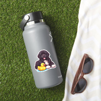 Sticker Terre-Neuve avec un canard en caoutchouc