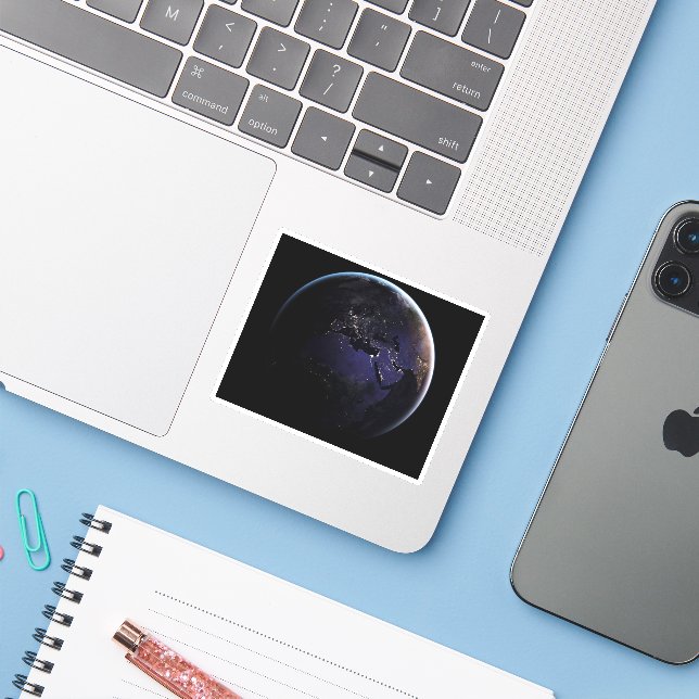 Sticker Terre Pleine Montrant Les Lumières De La Ville D'E (Ordinateur portable avec iPhone)