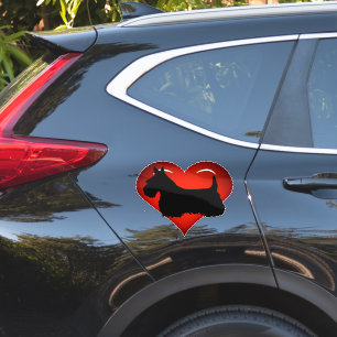 Sticker Térrier écossais/silhouette noire/cœur rouge