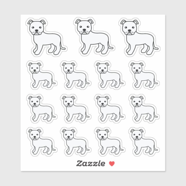 Sticker Terriers bouledogues Staffordshire blancs Chiens d (Feuille)