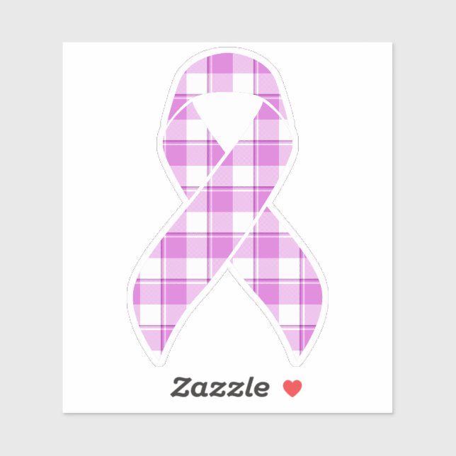Sticker Testicular Cancer Awareness Plaid Purple Ribbon (Feuille)
