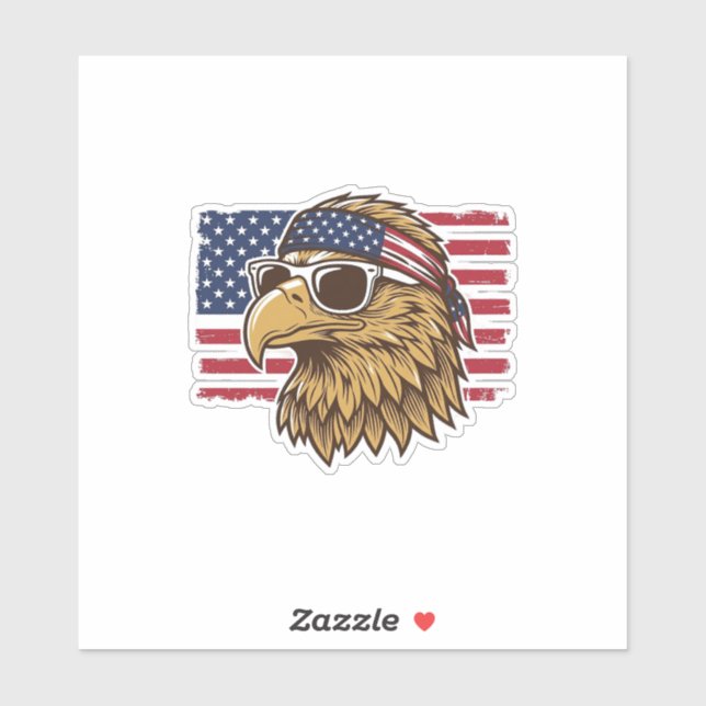 Sticker Tête d'aigle patriotique Gravure vintage Graphique (Feuille)