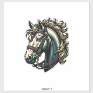 Sticker Tête de cheval de gravure vintage vectorielle