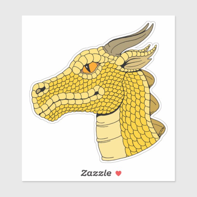 Sticker Tête de dragon d'or en profil (Feuille)