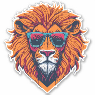 Sticker Tête de Lion cool et rétro tendance