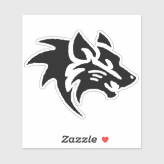 Sticker Tête de loup Art numérique - Dessiné à la main - U