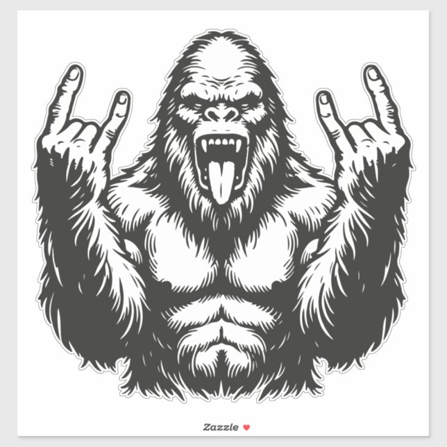 Sticker Tête de métal Sasquatch Rock On (Feuille)