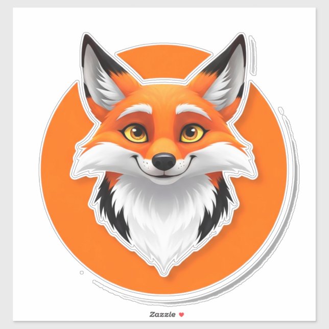 Sticker Tête de renard vibrant (Feuille)