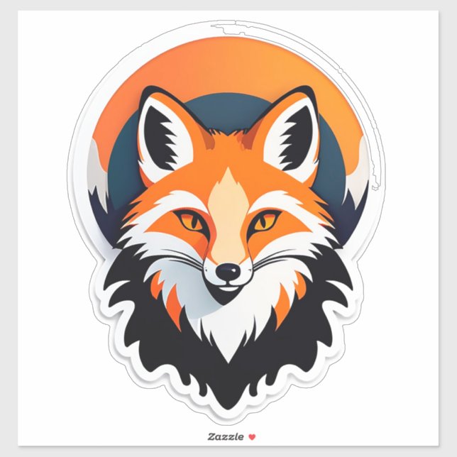 Sticker Tête de renard vibrant (Feuille)