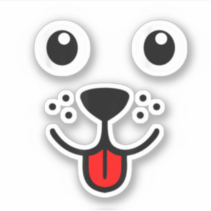 Sticker Tête d'émoticône heureuse de chien animal de compa