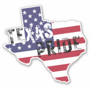 Sticker Texas Pride Rustic Tough Text American Flag State