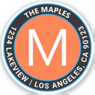 Sticker Texte circulaire orange noir en gras   transparent