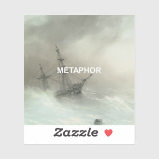 Sticker Texte de la métaphore + peinture du paysage marin 