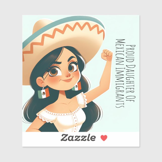 Sticker Texte joyeux Fille de la fille des immigrants mexi (Feuille)