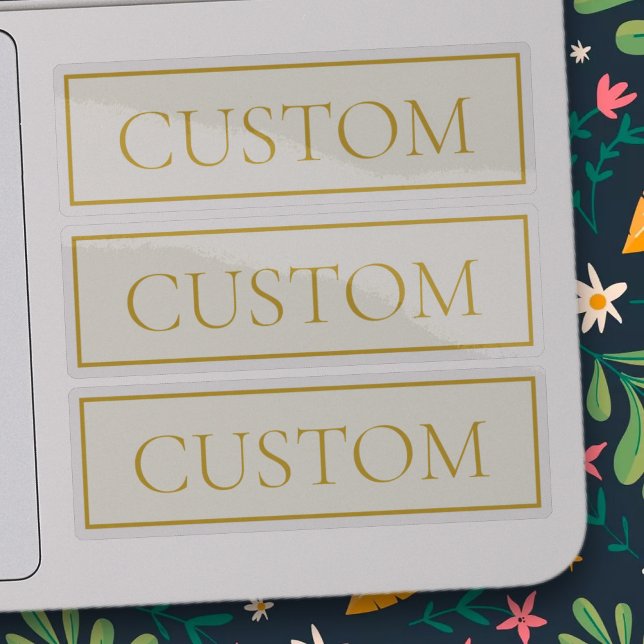 Sticker Texte personnalisable simple et élégant | Or blanc (Créateur téléchargé)