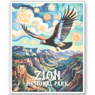 Sticker Texte personnalisé Canyon de Zion vibrant Condor r