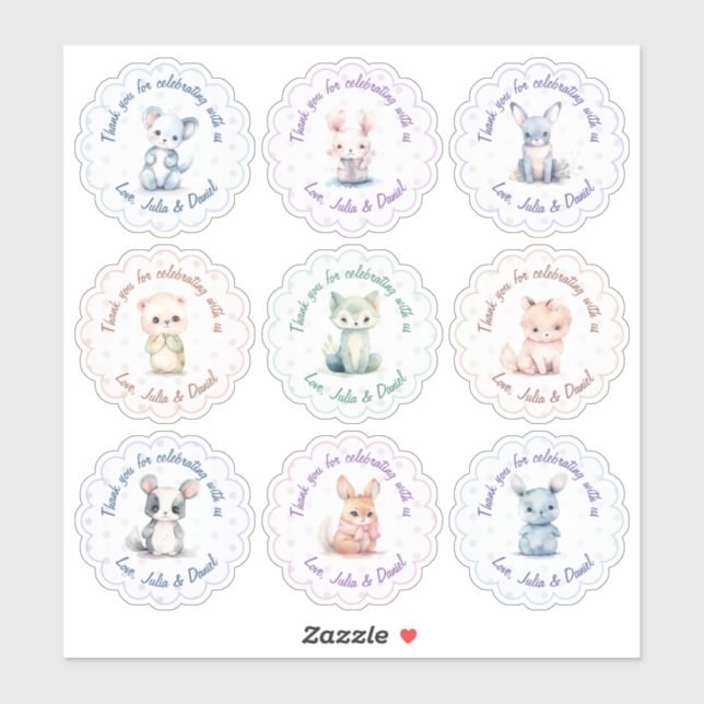 Sticker Texte personnalisé Cute Animaux (Feuille)