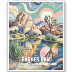 Sticker Texte personnalisé Joshua Tree Barrage Coloré Lac 