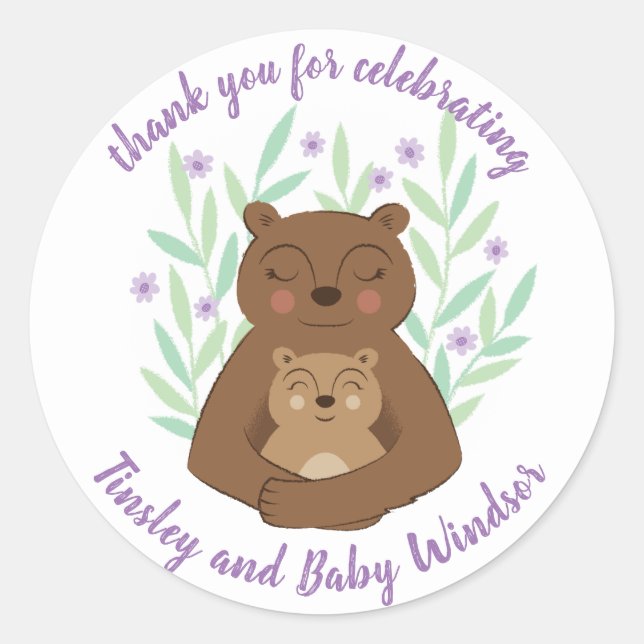 Sticker texte personnalisé pour l'ours et le bébé  (Devant)
