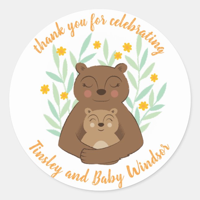 Sticker texte personnalisé pour maman Bear et bébé (Devant)