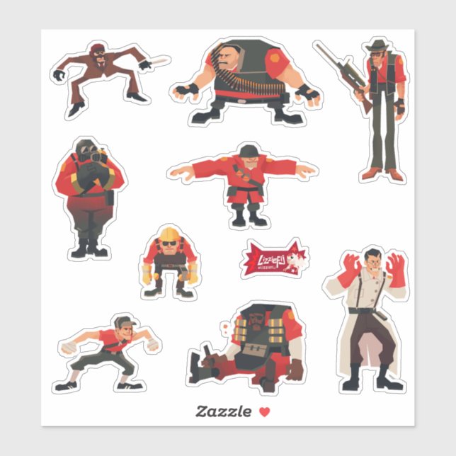 Sticker TF2 Mème mercenaires jeu d'autocollants (Feuille)