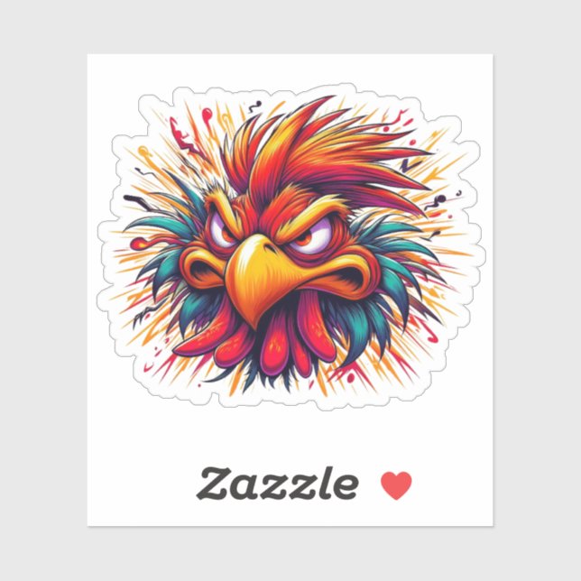 Sticker "Thad the Mad Rooster" Vinyl (Feuille)