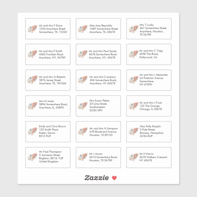 Sticker Thanksgiving Food 18 Nom individuel Adresses (Feuille)